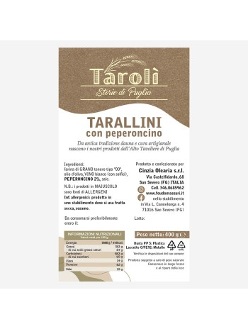 Tarallini con Peperoncino - Snack Friabili e Piccanti 400G