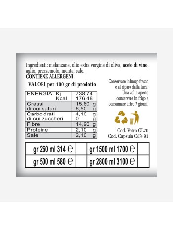 Melanzane in Olio Extravergine di Oliva 314 ML
