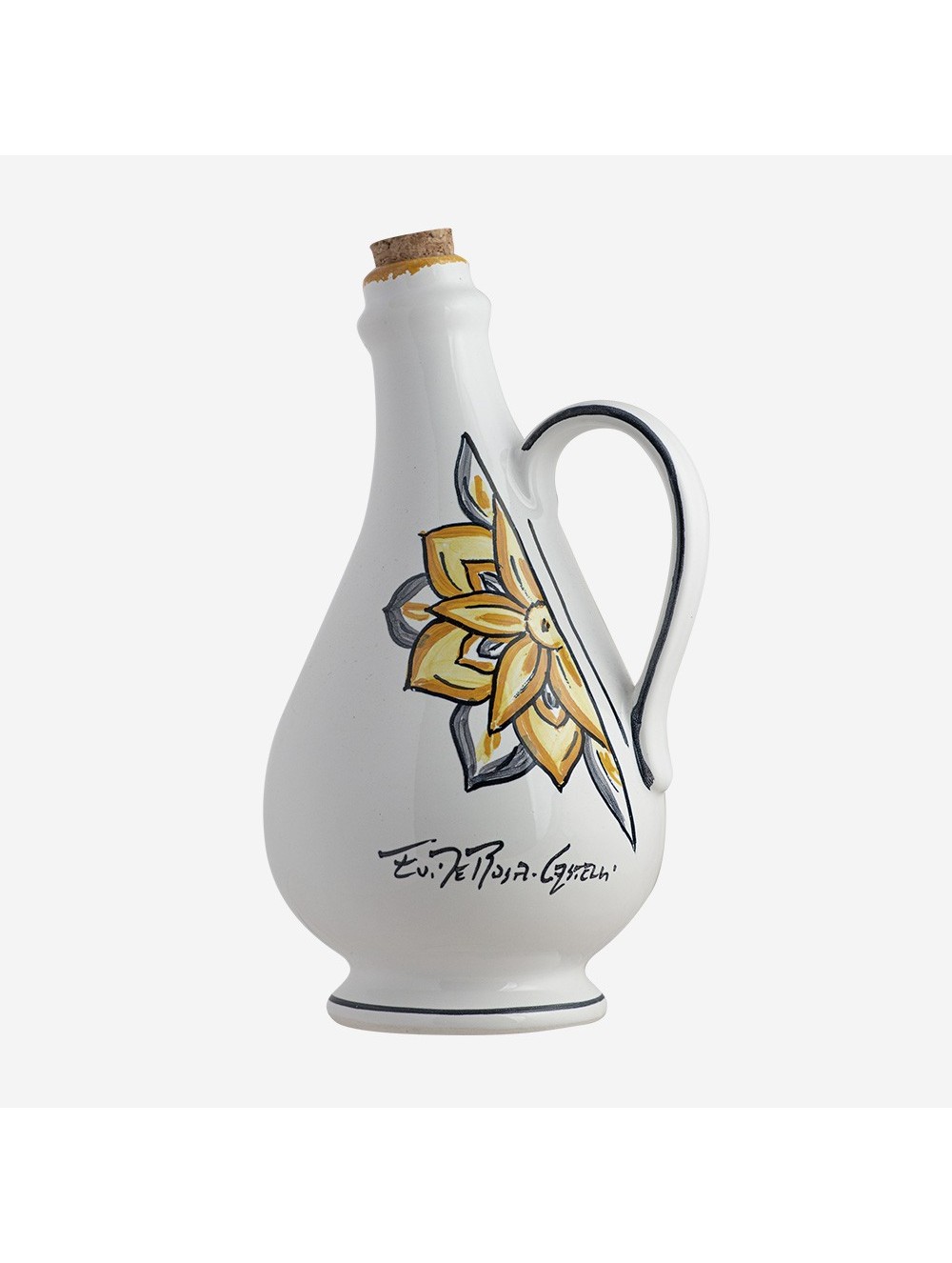 OLIERA IN CERAMICA DIPINTA A MANO CON MANICO - ORCIO